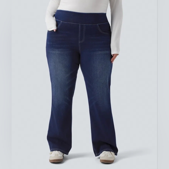 Halara Flex™ High Waisted Pockets Washed Casual Bootcut Plus Size - Picture 4 of 9